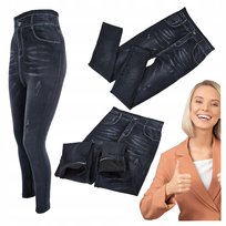 Ocieplane Legginsy Damskie Jeans na Chłodne Dni Długie Uniwersalne