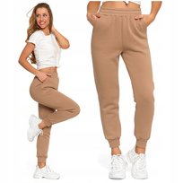 Ocieplane Spodnie Dresowe Damskie MORAJ Wysoki Stan Kieszenie Gładkie L