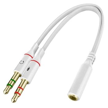 OCIODUAL biały Y adapter rozgałęziający kabel 3,5mm Jack żeński TRRS na 2 podwójne AUX męski mikrofon TRS i dźwięk stereo do słuchawek - OCIODUAL