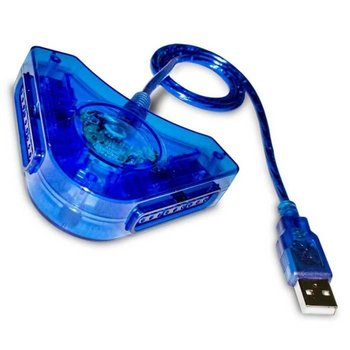 OCIODUAL PS na USB podwójny adapter kontrolera kompatybilny z kontrolerami PSX PS1 PS2 niebieski konwerter na PC Laptop Windows 10 7 - OCIODUAL