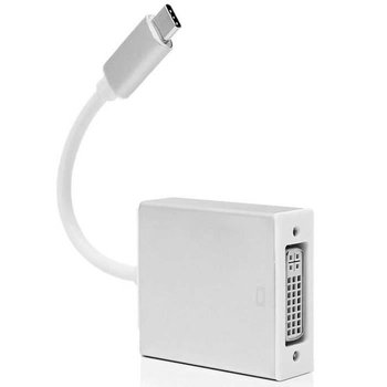 OCIODUAL USB-C 3.1 typ C na DVI cyfrowy adapter wideo kabel konwertujący 4K do laptopa PC srebrny - OCIODUAL