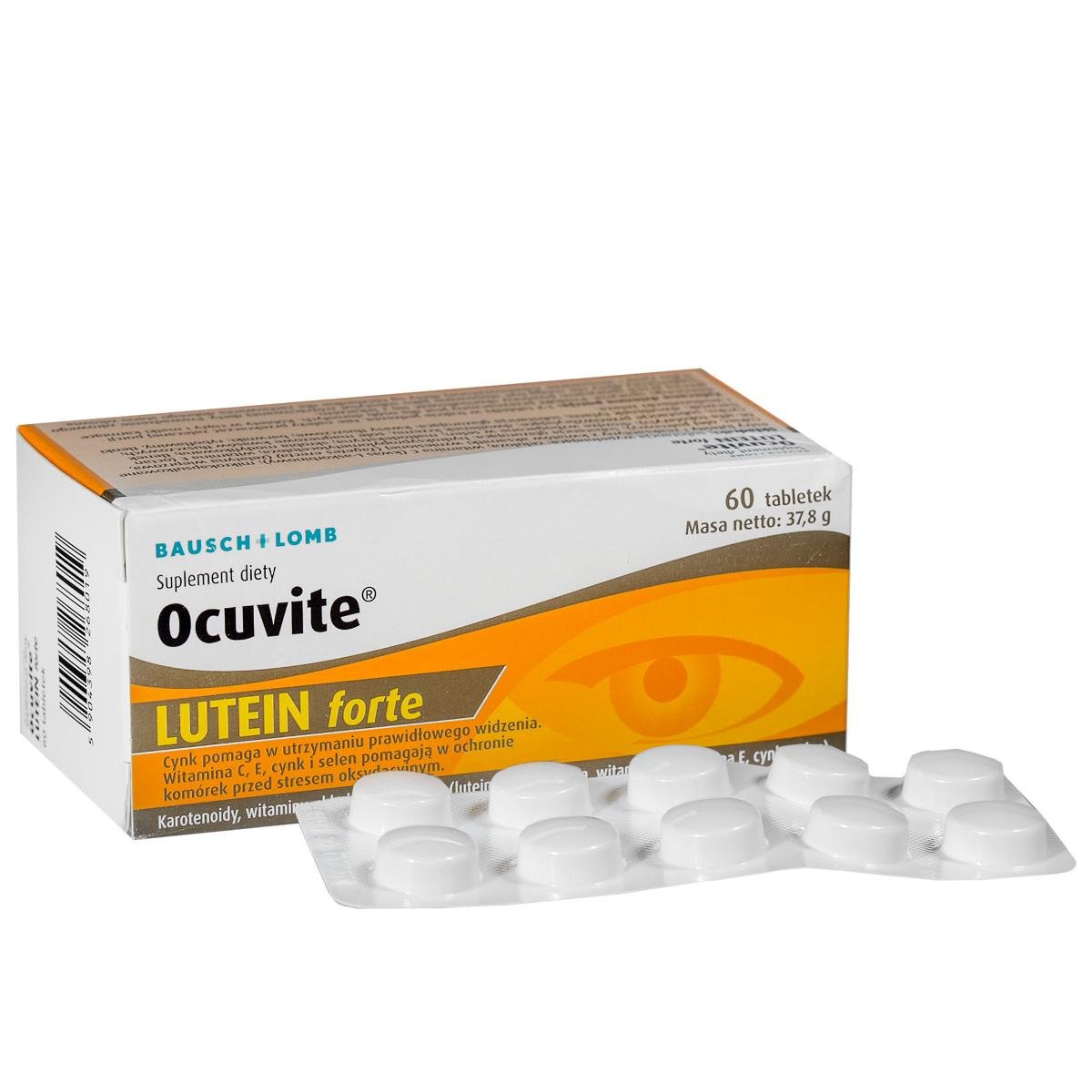 Фото - Вітаміни й мінерали Bausch & Lomb Ocuvite Lutein Forte, suplement diety, 60 tabletek 