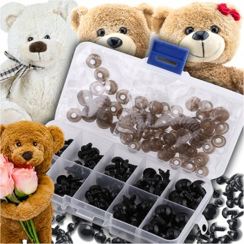 OCZY DO MASKOTEK ZABAWEK BEZPIECZNE ZESTAW 100szt OCZKA I NOSKI ETUI 6-12mm - Happy Horse