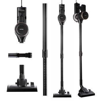 Odkurzacz pionowy bezworkowy 600W Huslog, cyklonowy, czarny, filtr HEPA 12 - Inny producent