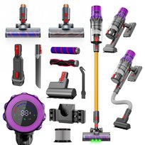 Odkurzacz pionowy ręczny F16 Pro, zielony laser, 27 kPa, 70 min pracy, 8w1