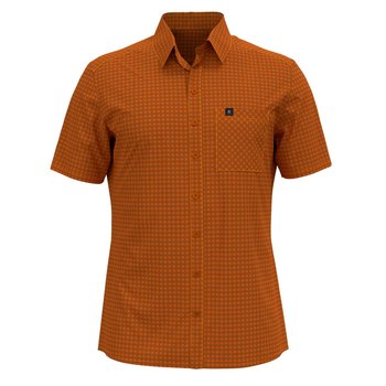 Odlo, Koszula tech. męska, Nikko Check Shirt S/S 594852/50063, brązowy, rozmiar L  - Odlo