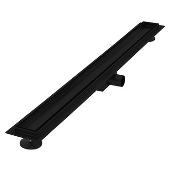 Odpływ liniowy ze stali nierdzewnej 90 cm do wyłożenia płytkami i komplet syfonowy w kolorze czarnym, płaski LuxeBath - LuxeBath