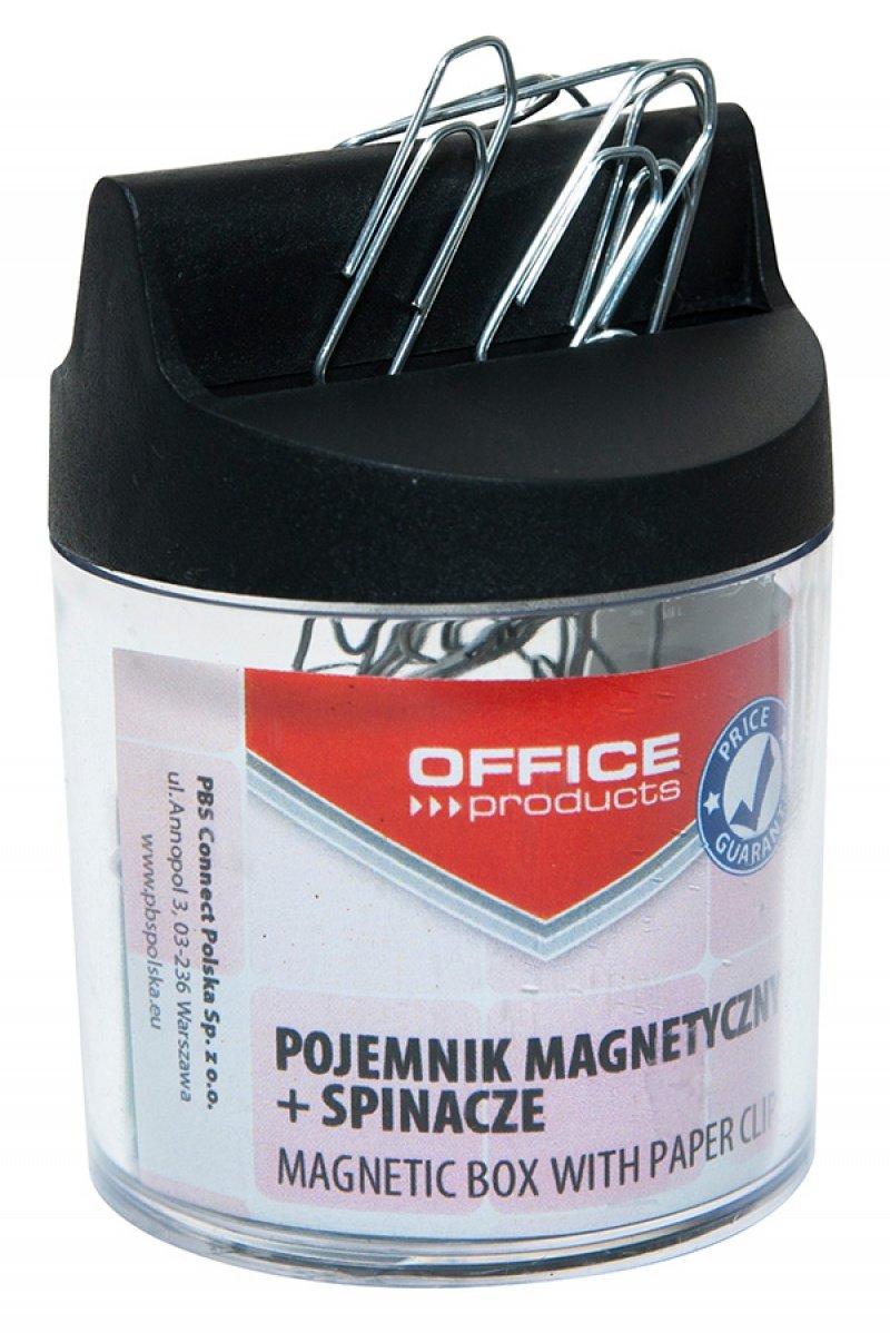 Фото - Затискачі для паперу Office Products , pojemnik magnetyczny ze spinaczami, okrągły, transparentn 