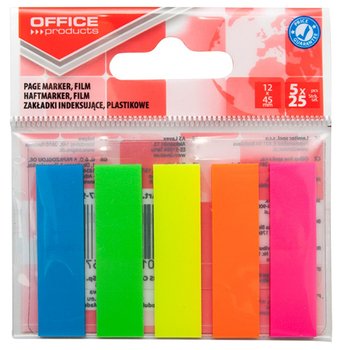 Office Products, Zakładki indeksujące standard PP 12x45mm zawieszka mix kolorów, 125 szt. - Office Products
