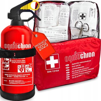 Ogniochron Apteczka Pierwszej Pomocy Din13164 + Gaśnica 1kg z Uchwytem - AGMI