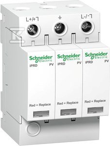 Ogranicznik przepięć 3-biegunowy, Typ 2, 1000 VDC, 40 kA, ze stykiem pomocniczym iPRD-DC40r-T2-3-1000 - SCHNEIDER ELECTRIC