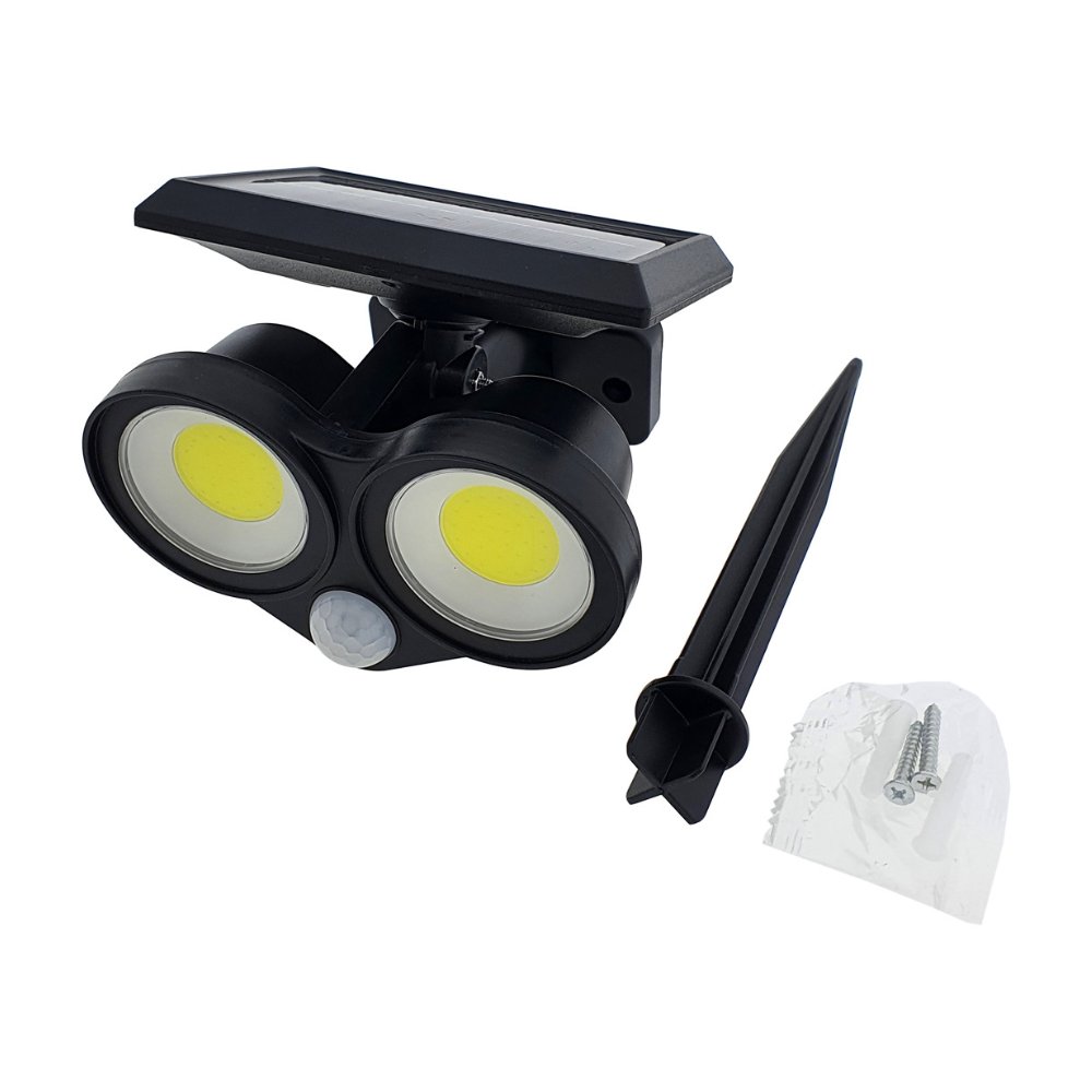 Ogrodowa lampa solarna z czujnikiem ruchu IP44 czarna 3 tryby wbijana TRIXLINE