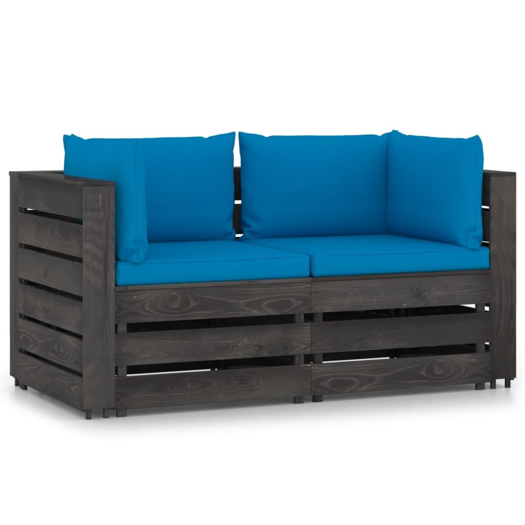 Zdjęcia - Meble ogrodowe VidaXL Ogrodowa sofa 2-os z poduszkami, impregnowane na szaro drewno 