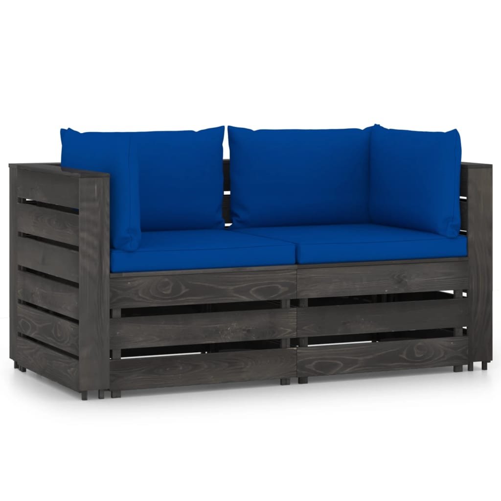 Zdjęcia - Meble ogrodowe VidaXL Ogrodowa sofa 2-os z poduszkami, impregnowane na szaro drewno 