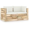 Ogrodowa sofa 2-os z poduszkami, impregnowane na zielono drewno - vidaXL