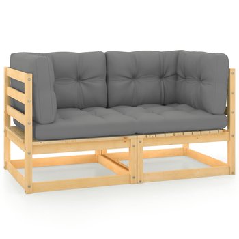 Ogrodowa sofa 2-osobowa sosnowa z poduszkami (szar - Zakito Europe