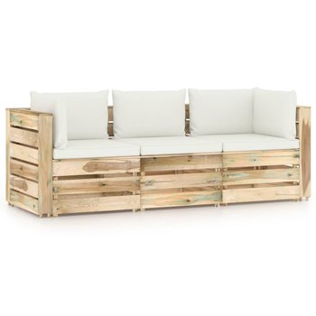 Ogrodowa sofa 3-os z poduszkami, impregnowane na zielono drewno - vidaXL