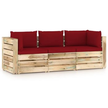 Ogrodowa sofa 3-os z poduszkami, impregnowane na zielono drewno - vidaXL