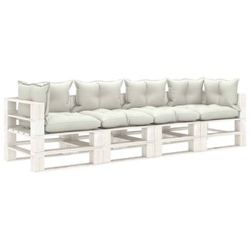 Ogrodowa sofa 4-osobowa z palet, z beżowymi poduszkami - vidaXL