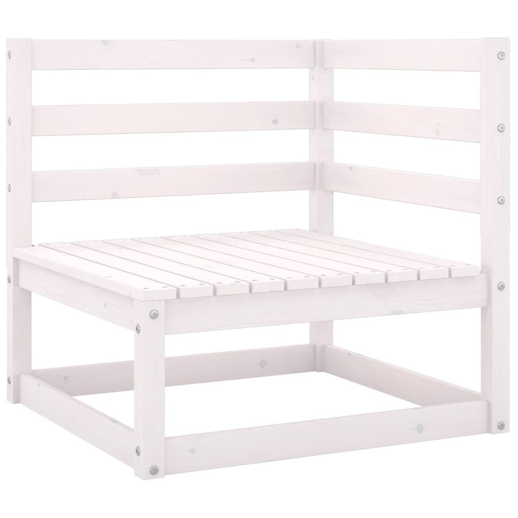 Ogrodowa sofa narożna, biała, lite drewno sosnowe