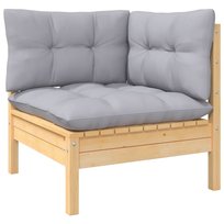 Ogrodowa sofa narożna, drewno sosnowe, szary, 63,5 / AAALOE