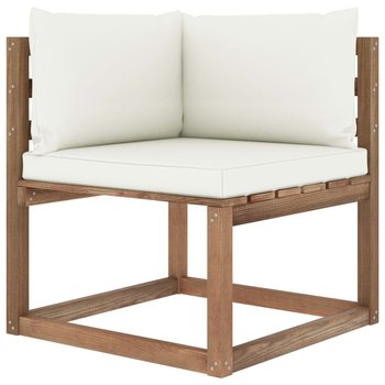 Ogrodowa sofa narożna z palet, z kremowymi poduszkami - vidaXL