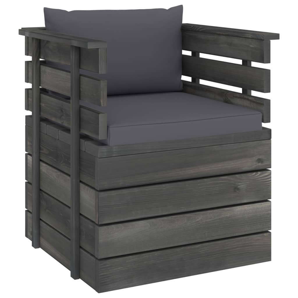 Ogrodowa sofa z palet z poduszkami, drewno sosnowe