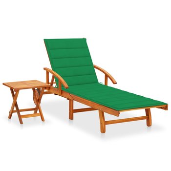 Ogrodowy leżak ze stolikiem i poduszką, lite drewno akacjowe - vidaXL