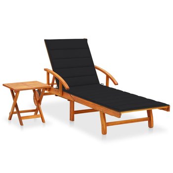 Ogrodowy leżak ze stolikiem i poduszką, lite drewno akacjowe - vidaXL
