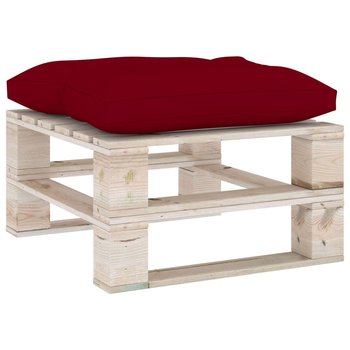 Ogrodowy stołek z palet z bordową poduszką, drewno sosnowe - vidaXL