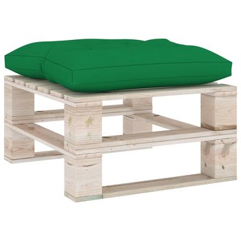 Ogrodowy stołek z palet z zieloną poduszką, drewno sosnowe - vidaXL