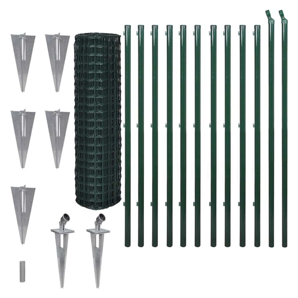 Recinzione Euro con 7 pali a picco 1 x 10 m Acciaio zincato CFW3703322