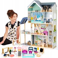 Ogromny Drewniany Domek Dla Lalek 138Cm 28 Elementów Dla Dziewczynki Xxl