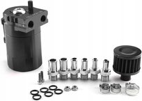 Oil catch tank separator oleju odma uniwersalny zestaw z króćcami czarny