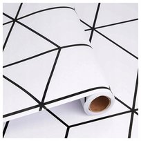 Okleina Meblowa Folia Samoprzylepna Na Meble Blat 45X300Cm Diy Białe Paski