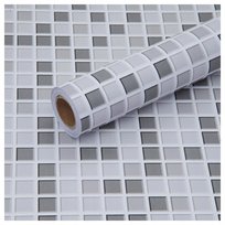 Okleina Samoprzylepna Dekoracyjna 44X300Cm Biała Szary Wodoodporna Kuchenna