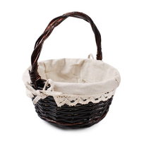 OKRĄGŁY BRĄZOWY KOSZYK WIKLINOWY WIELKANOCNY NA ŚWIĘCONKĘ 24x24x11/25 cm