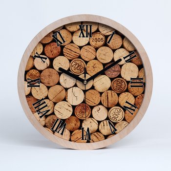 Okrągły cichy drewniany zegar korki z wina fi 30, Tulup - Tulup