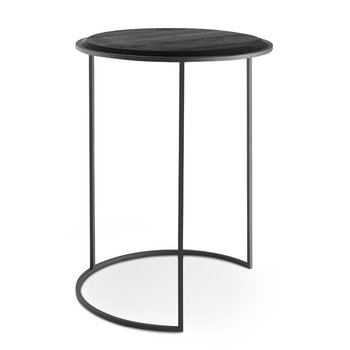Okrągły nowoczesny stolik kawowy z litego barwionego na czarno dębu - My Modern Home