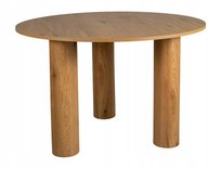 Okrągły Stół Dębowy 120 Cm Z Naturalną Okleiną MDF Do Jadalni Montana SIGNA