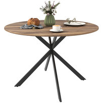 Okrągły stół jadalny HOMCOM dla 4 osób, Ø120 cm, stół kuchenny w stylu industrialnym ze stalowymi nogami, do jadalni, kuchni, gabinetu, ciemnobrązowy