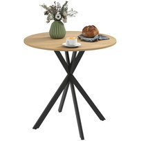 Okrągły stół jadalny HOMCOM Ø80 cm, styl industrialny, ze stalowymi nogami, stół kuchenny do jadalni, kuchni, gabinetu, biały dąb Homcom