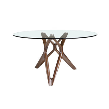 Okrągły stół ze szkła i drewna  1108 ANGEL CERDA - Angel Cerda