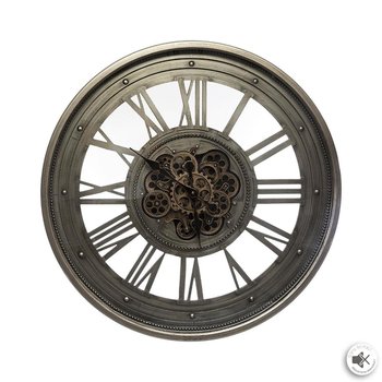 Okrągły zegar ścienny z metalu, Ø 80 cm, widoczny mechanizm - Atmosphera