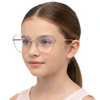 Okulary dla dziewczynki kocie zerówki do komputera BLUE LIGHT 25187A różowe złoto