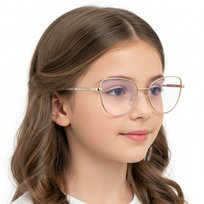 Okulary dla dziewczynki kocie zerówki do komputera BLUE LIGHT 25187B złote