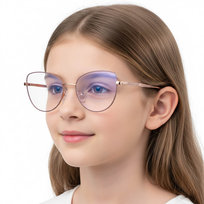 Okulary dla dziewczynki kocie zerówki do komputera BLUE LIGHT 25187C fiolet/złoty