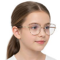 Okulary dla dziewczynki kocie zerówki do komputera BLUE LIGHT 25187E Panterka/Złoty