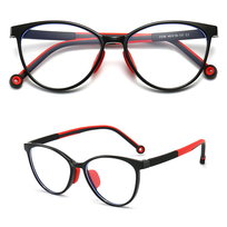 Okulary dla dziewczynki zerówki do komputera z filtrem Blue Light 25183 czarny/czerwony