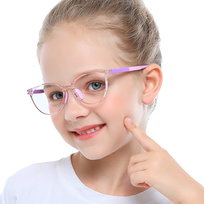 Okulary dla dziewczynki zerówki do komputera z filtrem Blue Light 25183D transparentny/fiolet